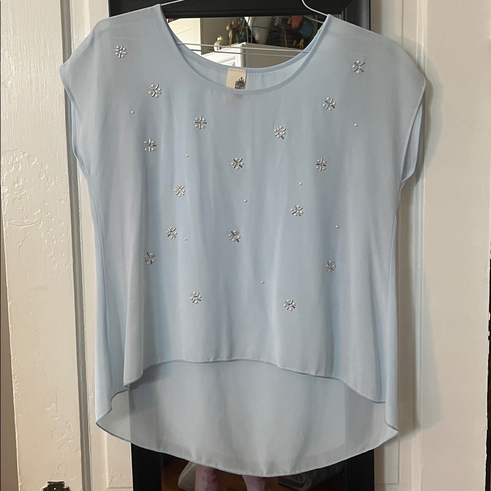 Light Blue Sheer Top‎ with Embellishments